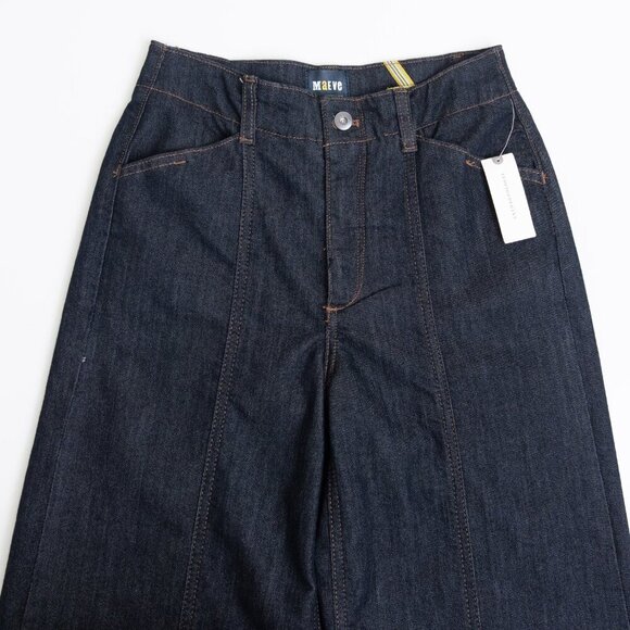 Anthropologie Maeve The Delaney Clean Seamed High Rise Wide Leg Jeans Dark Wash - Picture 5 of 14